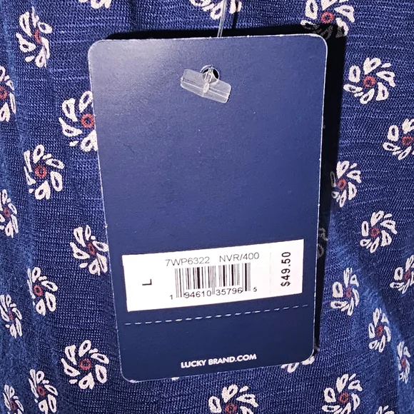 LUCKY BRAND Navy Blue Flowy Pattern Tank Top - Picture 7 of 9